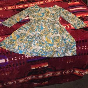 Turquoise/yellow Paisley minidress H&M size6 dress